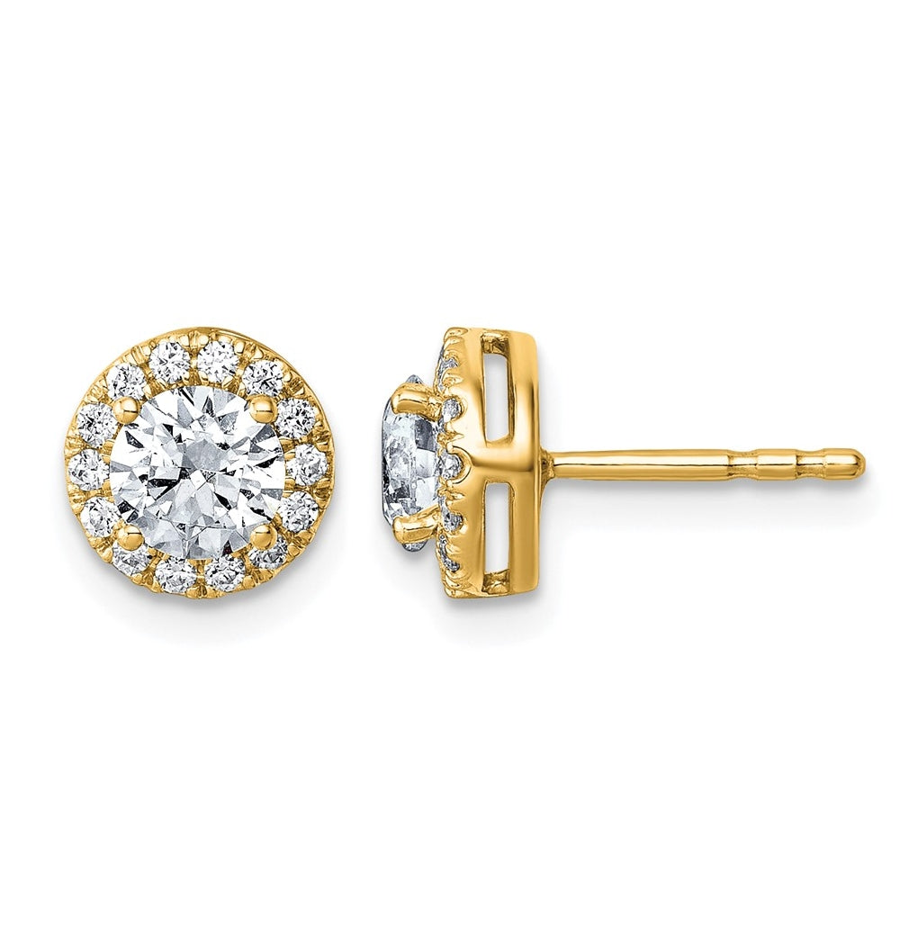 10K Yellow Gold 5/8ct Lab Grown Diamond VS+ F+ Round Complete Halo Post Earrings – Elegant Jewelry Gift for Birthday, Anniversary, Engagement, Wedding