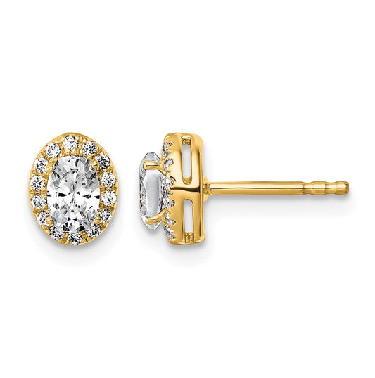 10K Yellow Gold 5/8ct Lab Grown Diamond VS+ F+ Complete Oval Halo Earrings – Elegant Jewelry Gift for Birthday, Anniversary, Engagement, Wedding