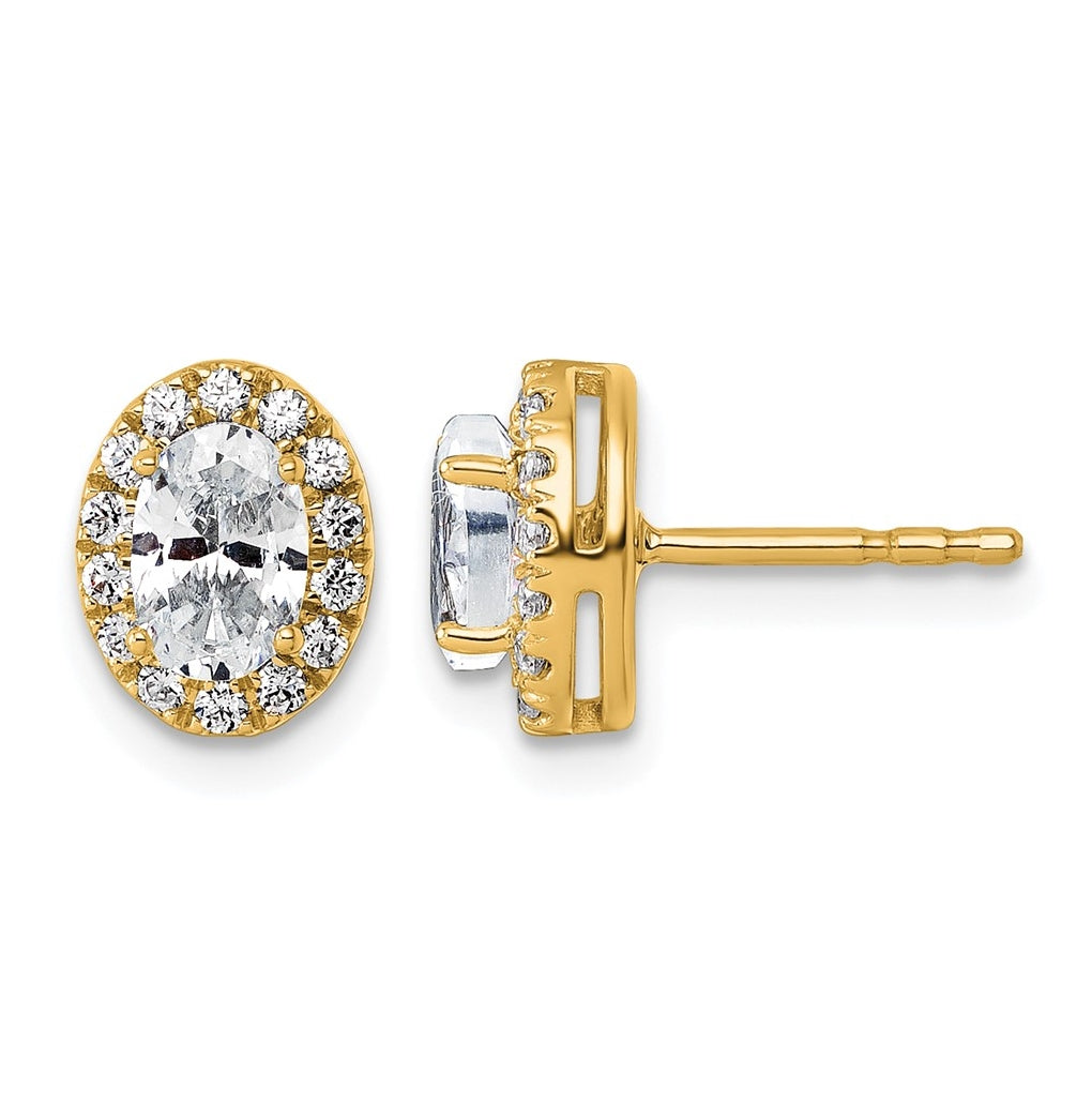 10K Yellow Gold 5/8ct Lab Grown Diamond VS+ F+ Complete Oval Halo Earrings – Elegant Jewelry Gift for Birthday, Anniversary, Engagement, Wedding