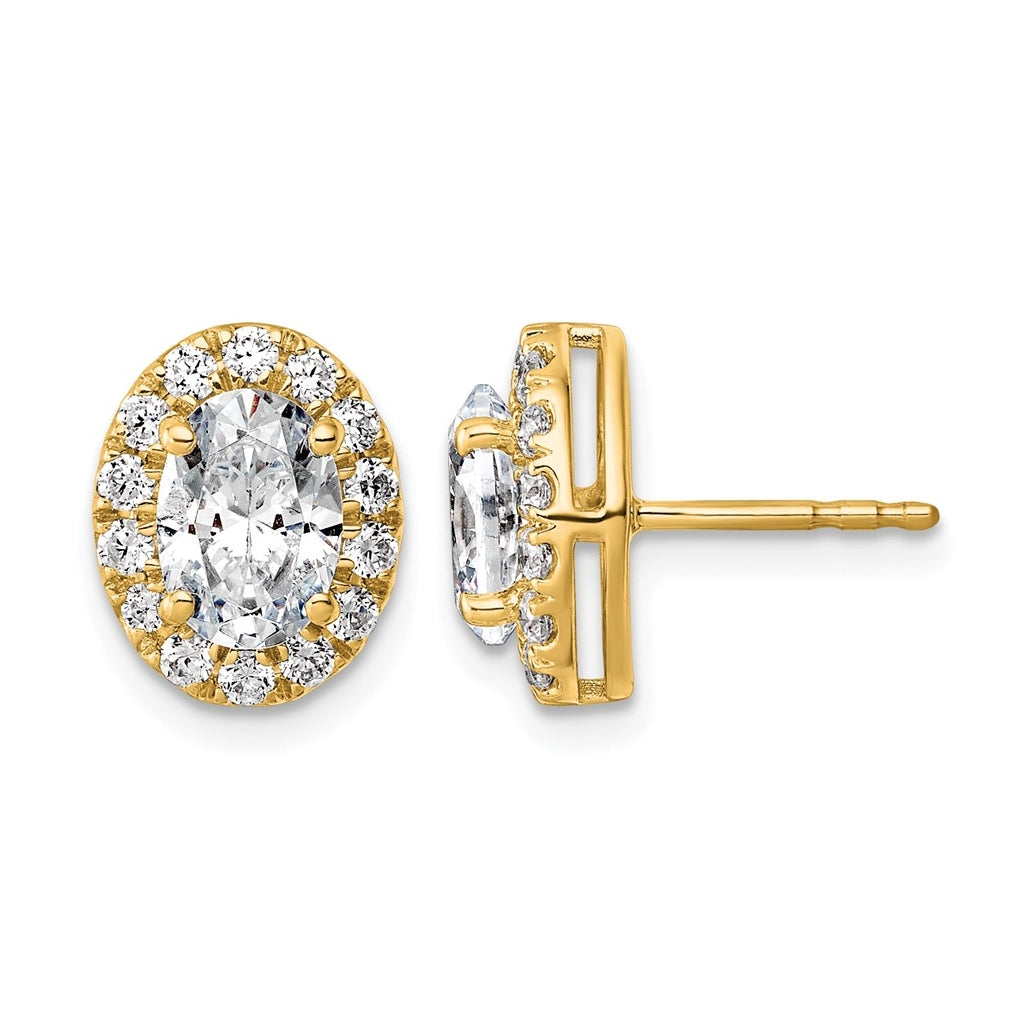 10K Yellow Gold 5/8ct Lab Grown Diamond VS+ F+ Complete Oval Halo Earrings – Elegant Jewelry Gift for Birthday, Anniversary, Engagement, Wedding
