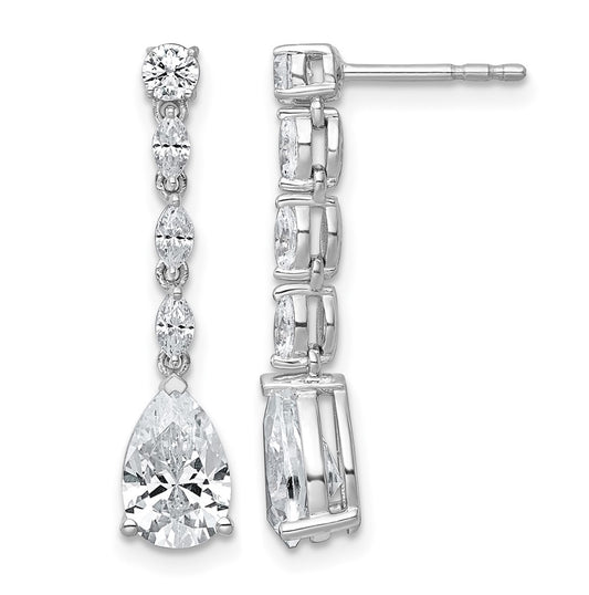 Sterling Silver Rhodium-plated 2 1/2ct Lab Grown Diamond VS+ F+ Comp. Fashion Dangle Post Earrings – Elegant Jewelry Gift for Birthday, Anniversary, Engagement, Wedding