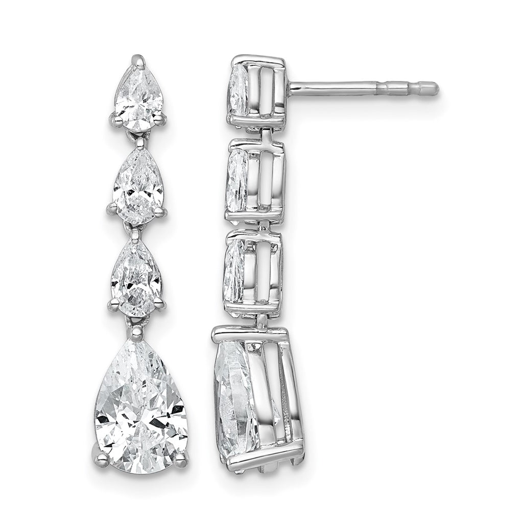 Sterling Silver Rhodium-plated 3ct Lab Grown Diamond VS+ F+ Comp. Fashion Dangle Post Earrings – Elegant Jewelry Gift for Birthday, Anniversary, Engagement, Wedding