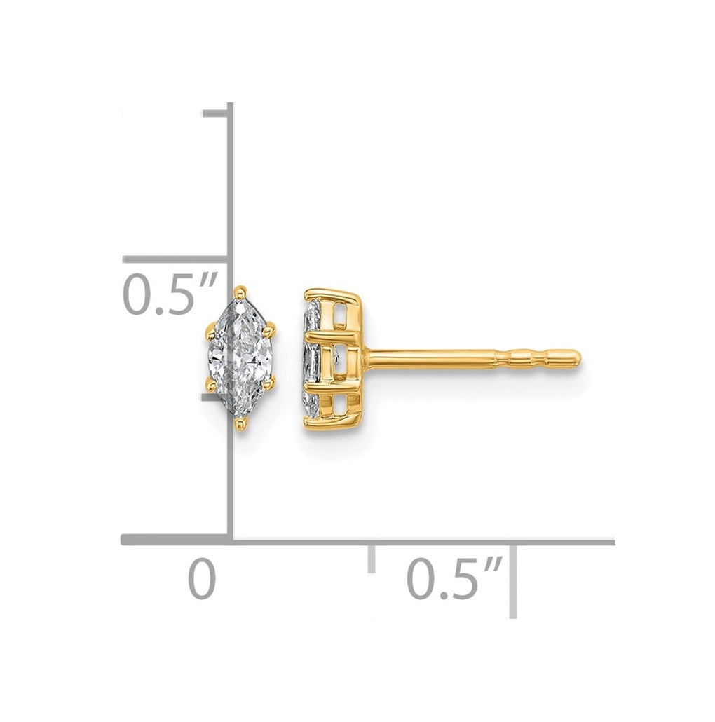 14K Yellow Gold 1/3 ctw Lab Grown Diamond VS+ F+ Marquise 6 Prong Earring – Elegant Jewelry Gift for Birthday, Anniversary, Engagement, Wedding
