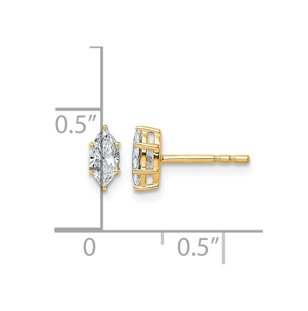 14K Yellow Gold 1/3 ctw Lab Grown Diamond VS+ F+ Marquise 6 Prong Earring – Elegant Jewelry Gift for Birthday, Anniversary, Engagement, Wedding