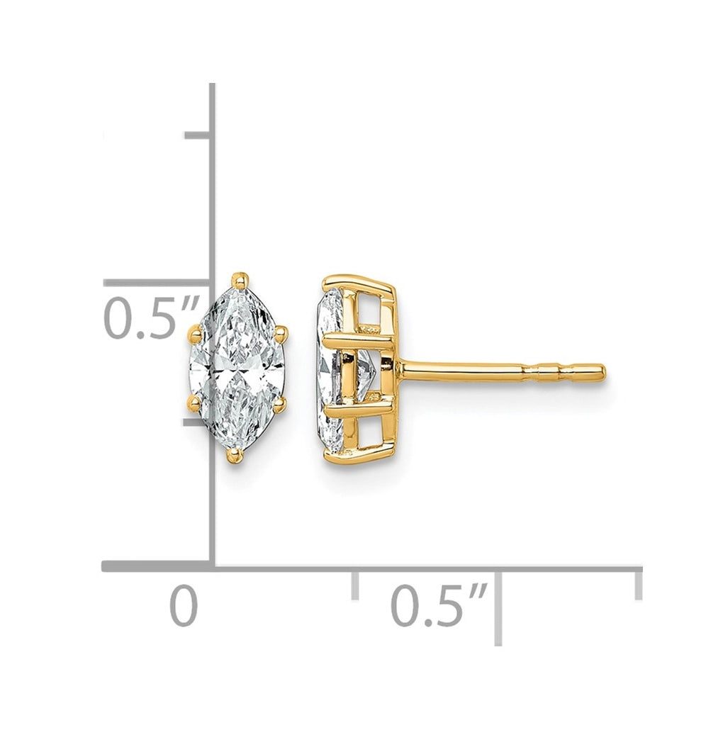 14K Yellow Gold 1/3 ctw Lab Grown Diamond VS+ F+ Marquise 6 Prong Earring – Elegant Jewelry Gift for Birthday, Anniversary, Engagement, Wedding
