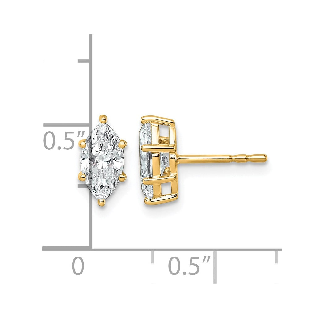 14K Yellow Gold 1/3 ctw Lab Grown Diamond VS+ F+ Marquise 6 Prong Earring – Elegant Jewelry Gift for Birthday, Anniversary, Engagement, Wedding