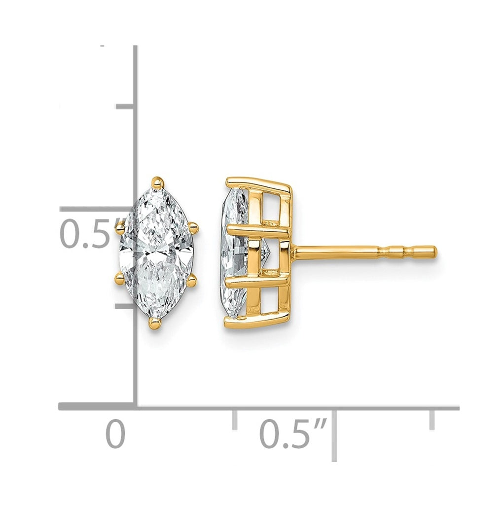 14K Yellow Gold 1/3 ctw Lab Grown Diamond VS+ F+ Marquise 6 Prong Earring – Elegant Jewelry Gift for Birthday, Anniversary, Engagement, Wedding