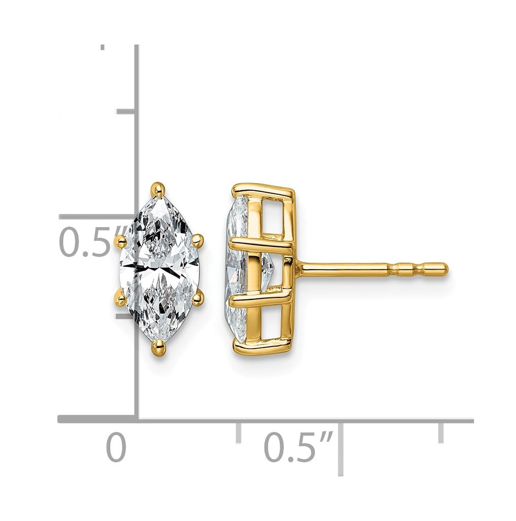 14K Yellow Gold 1/3 ctw Lab Grown Diamond VS+ F+ Marquise 6 Prong Earring – Elegant Jewelry Gift for Birthday, Anniversary, Engagement, Wedding