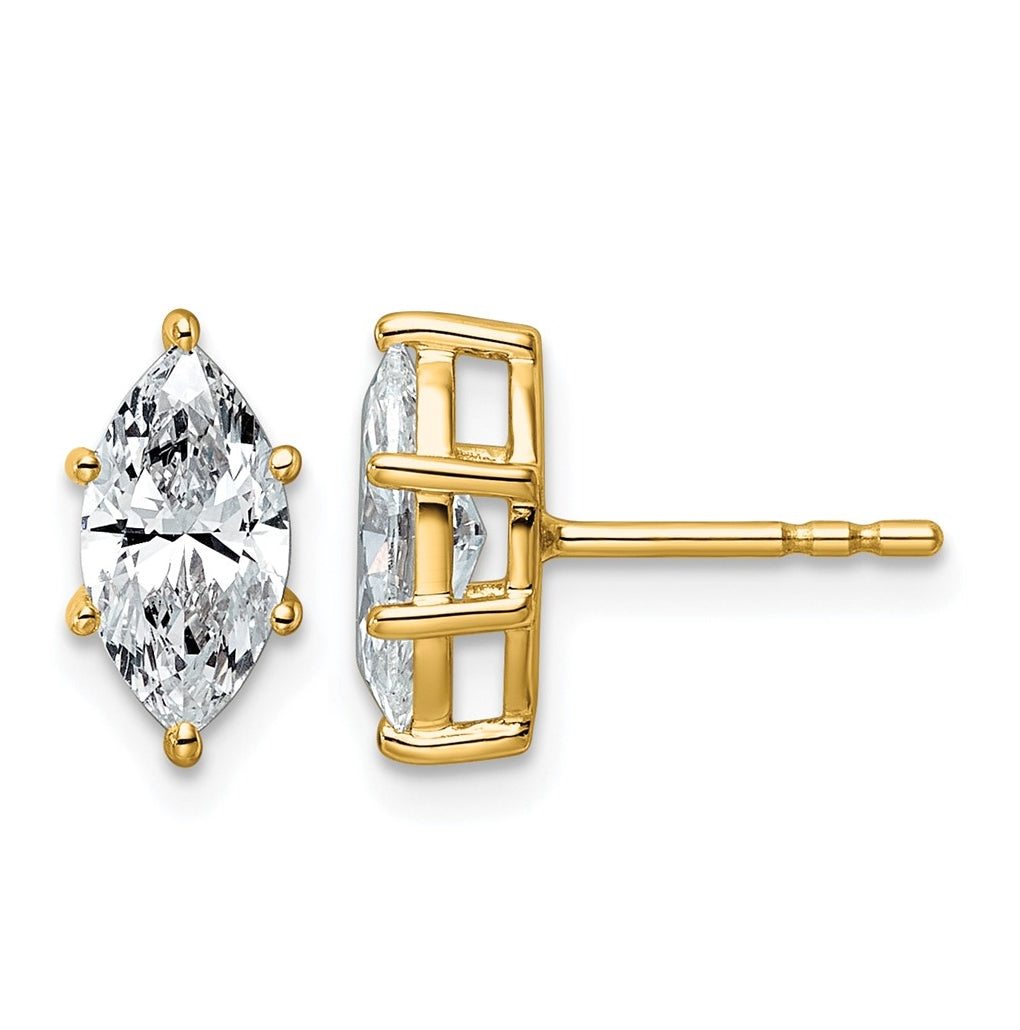 14K Yellow Gold 1/3 ctw Lab Grown Diamond VS+ F+ Marquise 6 Prong Earring – Elegant Jewelry Gift for Birthday, Anniversary, Engagement, Wedding