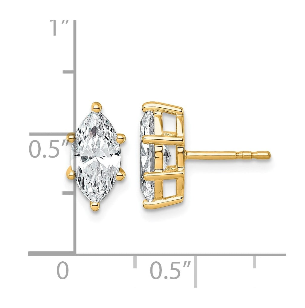 14K Yellow Gold 1/3 ctw Lab Grown Diamond VS+ F+ Marquise 6 Prong Earring – Elegant Jewelry Gift for Birthday, Anniversary, Engagement, Wedding