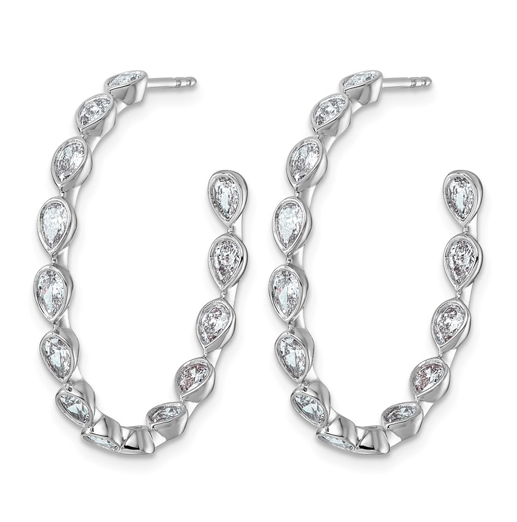 10k White Gold 2ct Lab Grown Diamond VS+ F+ Pear Complete C-Hoop Earrings – Elegant Jewelry Gift for Birthday, Anniversary, Engagement, Wedding