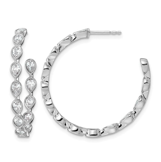10k White Gold 2ct Lab Grown Diamond VS+ F+ Pear Complete C-Hoop Earrings – Elegant Jewelry Gift for Birthday, Anniversary, Engagement, Wedding