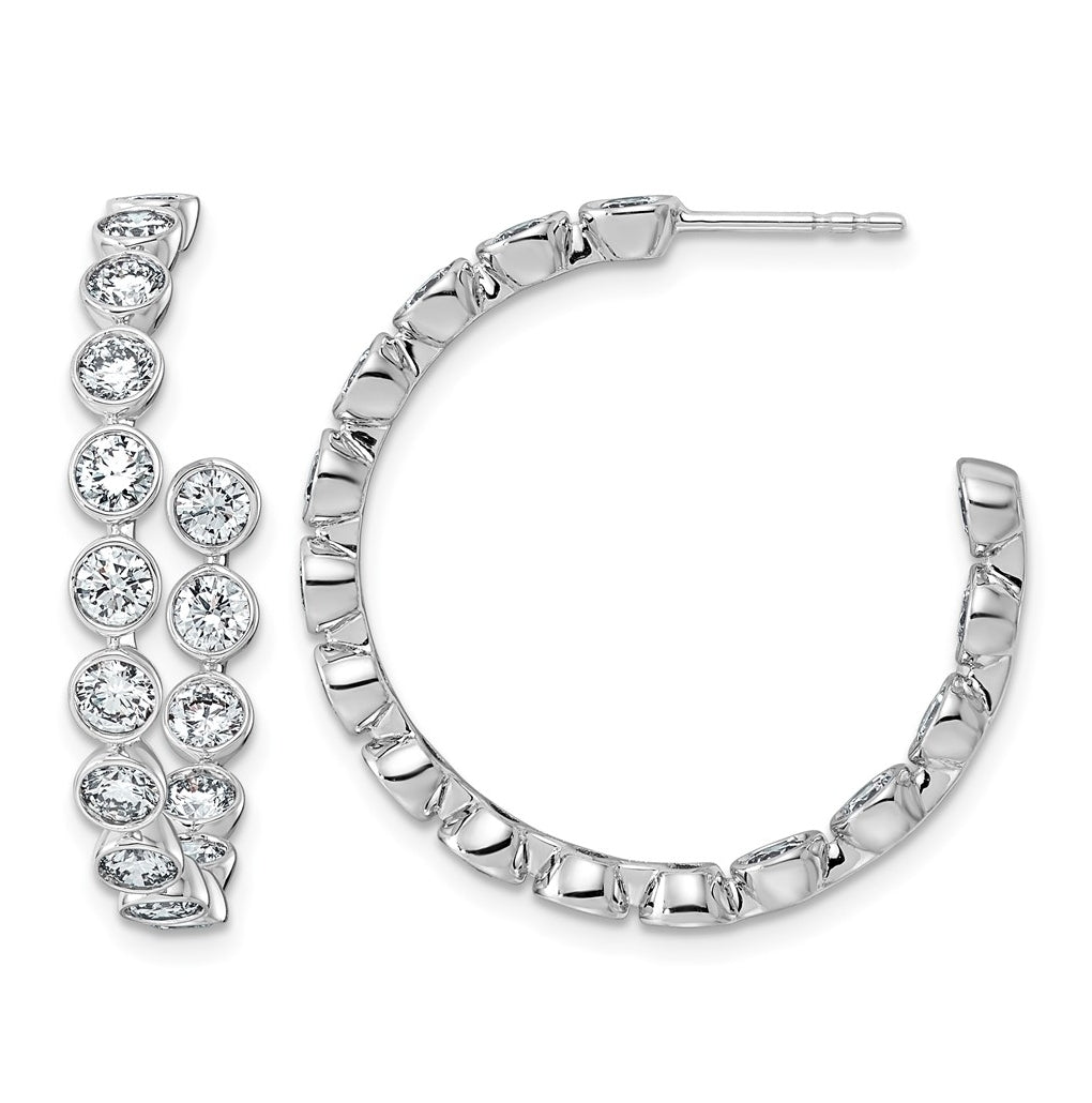 10K White Gold 2 7/8ct Lab Grown Diamond VS+ F+ Post Round Complete Hoop Earrings – Elegant Jewelry Gift for Birthday, Anniversary, Engagement, Wedding