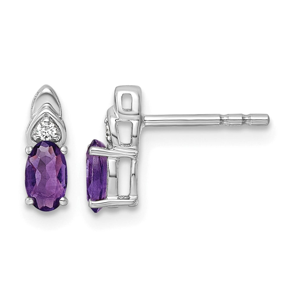 14K Yellow Gold Amethyst & Lab Grown Diamond VS/SI+ G+ February Birthstone Complete Stud Earrings – Elegant Jewelry Gift for Birthday, Anniversary, Engagement, Wedding