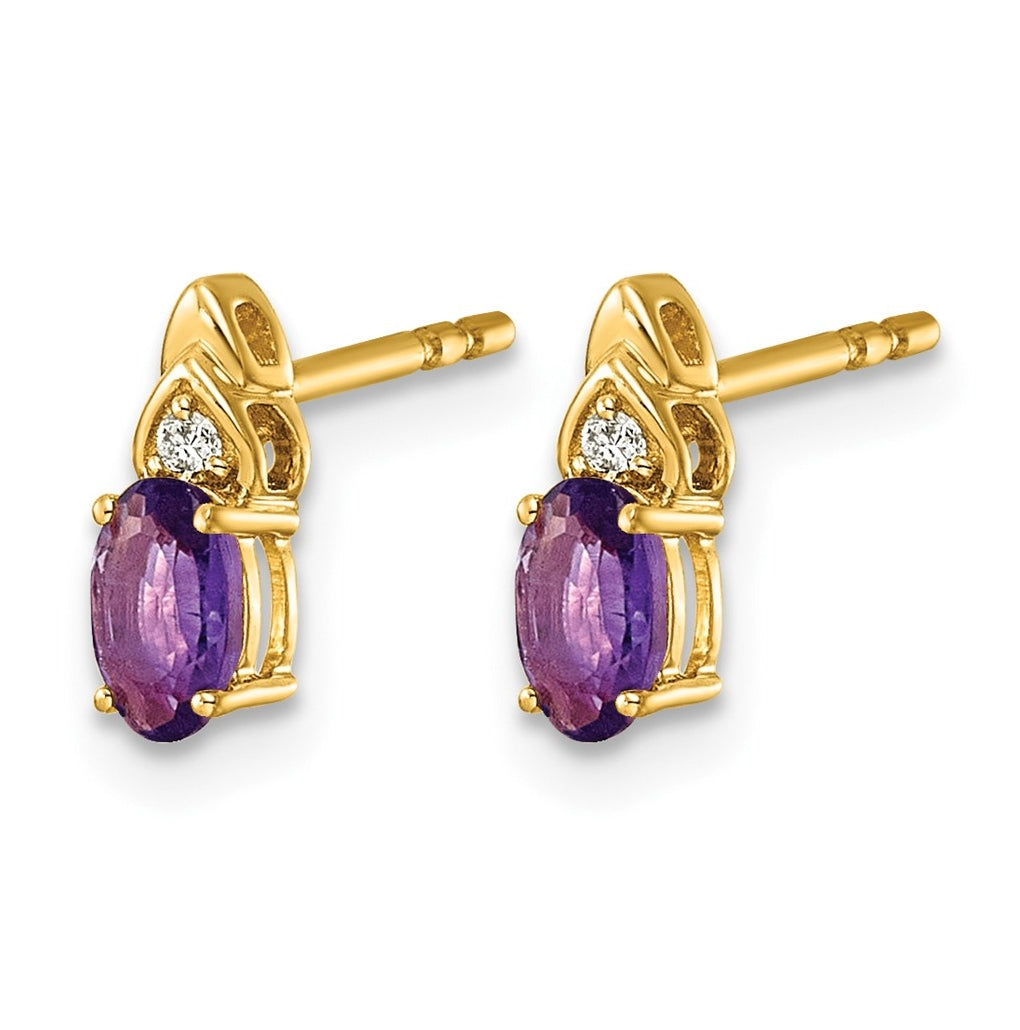 14K Yellow Gold Amethyst & Lab Grown Diamond VS/SI+ G+ February Birthstone Complete Stud Earrings – Elegant Jewelry Gift for Birthday, Anniversary, Engagement, Wedding