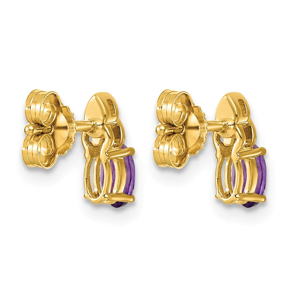 14K Yellow Gold Amethyst & Lab Grown Diamond VS/SI+ G+ February Birthstone Complete Stud Earrings – Elegant Jewelry Gift for Birthday, Anniversary, Engagement, Wedding