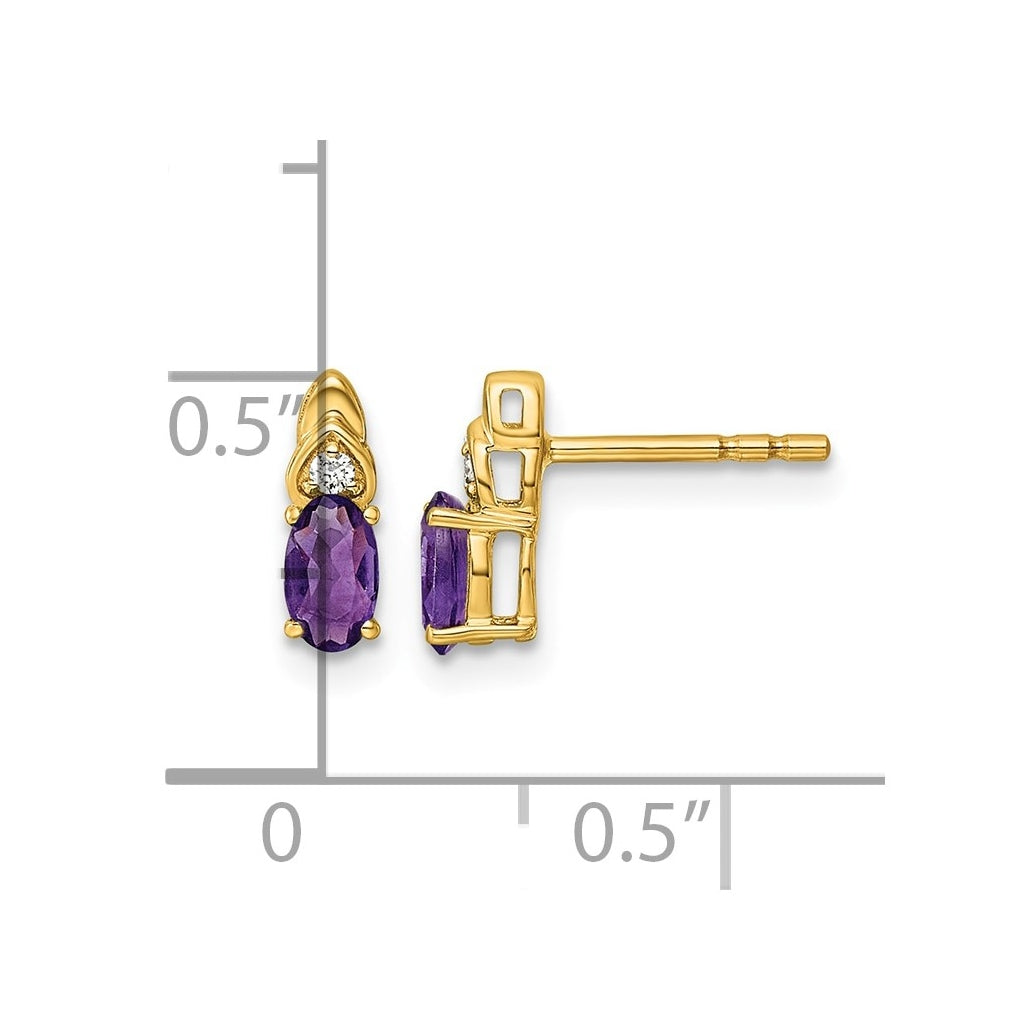 14K Yellow Gold Amethyst & Lab Grown Diamond VS/SI+ G+ February Birthstone Complete Stud Earrings – Elegant Jewelry Gift for Birthday, Anniversary, Engagement, Wedding