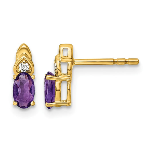 14K Yellow Gold Amethyst & Lab Grown Diamond VS/SI+ G+ February Birthstone Complete Stud Earrings – Elegant Jewelry Gift for Birthday, Anniversary, Engagement, Wedding