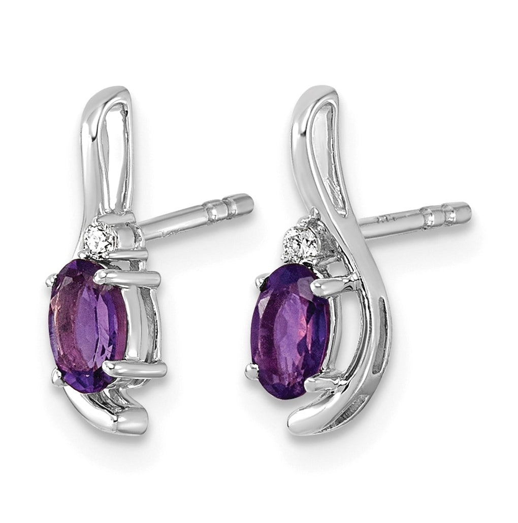 14K Yellow Gold Amethyst & Lab Grown Diamond VS/SI+ G+ February Birthstone Complete Post Earrings – Elegant Jewelry Gift for Birthday, Anniversary, Engagement, Wedding