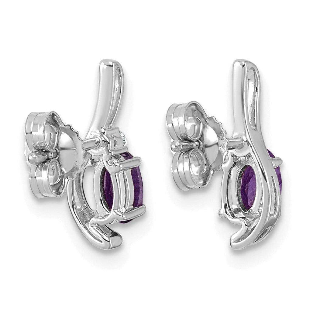 14K Yellow Gold Amethyst & Lab Grown Diamond VS/SI+ G+ February Birthstone Complete Post Earrings – Elegant Jewelry Gift for Birthday, Anniversary, Engagement, Wedding