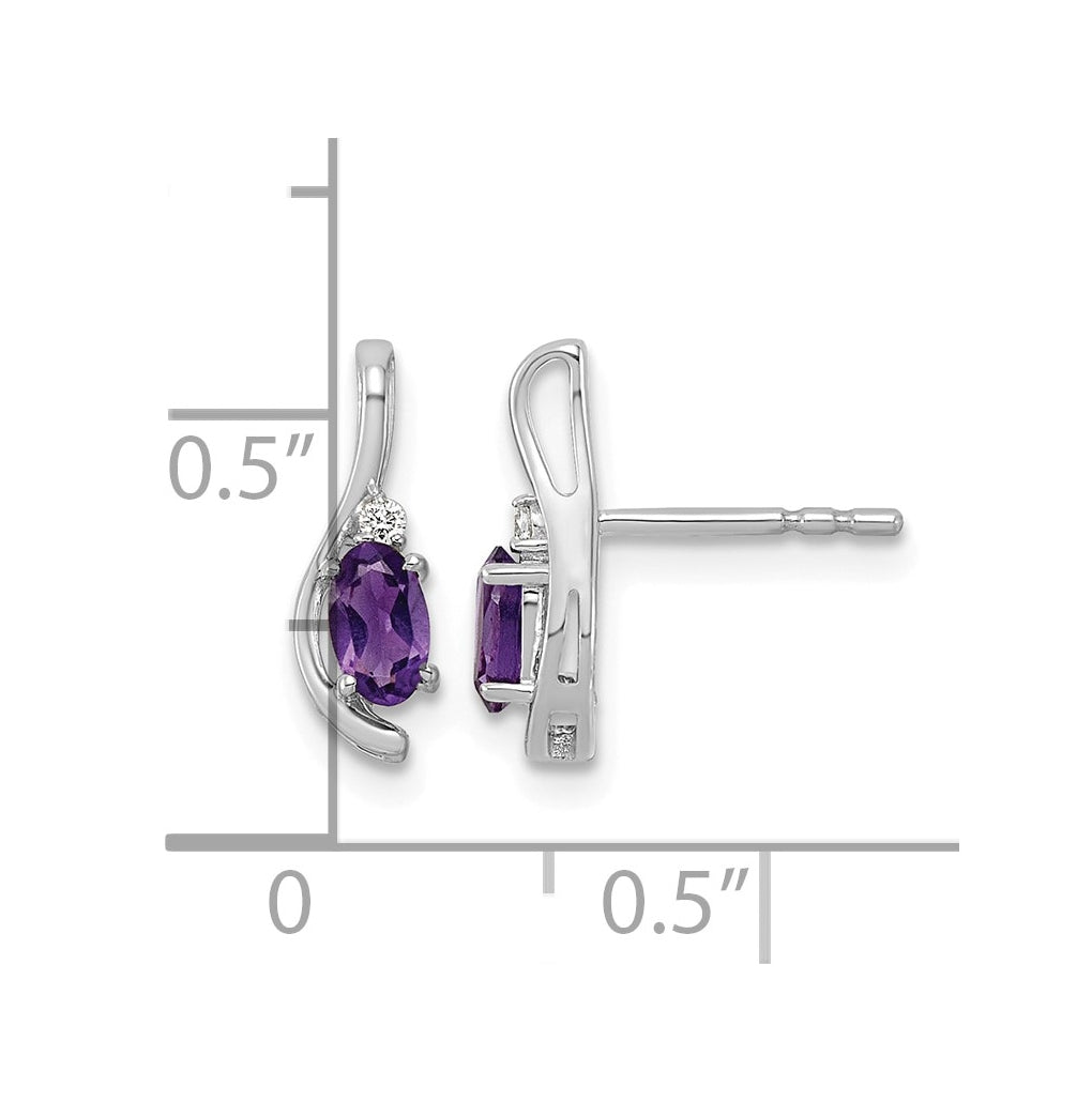 14K Yellow Gold Amethyst & Lab Grown Diamond VS/SI+ G+ February Birthstone Complete Post Earrings – Elegant Jewelry Gift for Birthday, Anniversary, Engagement, Wedding