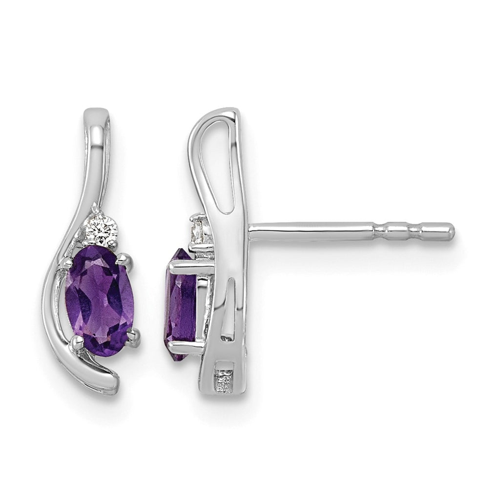 14K Yellow Gold Amethyst & Lab Grown Diamond VS/SI+ G+ February Birthstone Complete Post Earrings – Elegant Jewelry Gift for Birthday, Anniversary, Engagement, Wedding