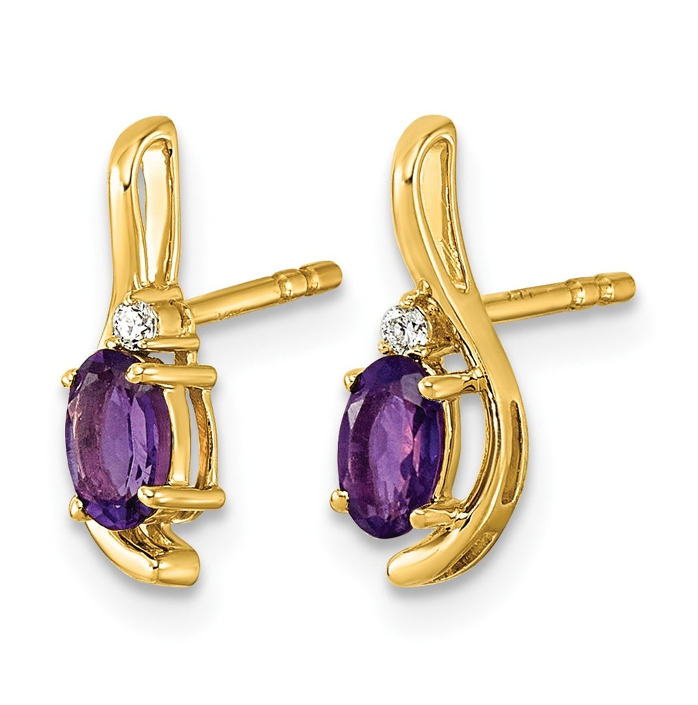 14K Yellow Gold Amethyst & Lab Grown Diamond VS/SI+ G+ February Birthstone Complete Post Earrings – Elegant Jewelry Gift for Birthday, Anniversary, Engagement, Wedding