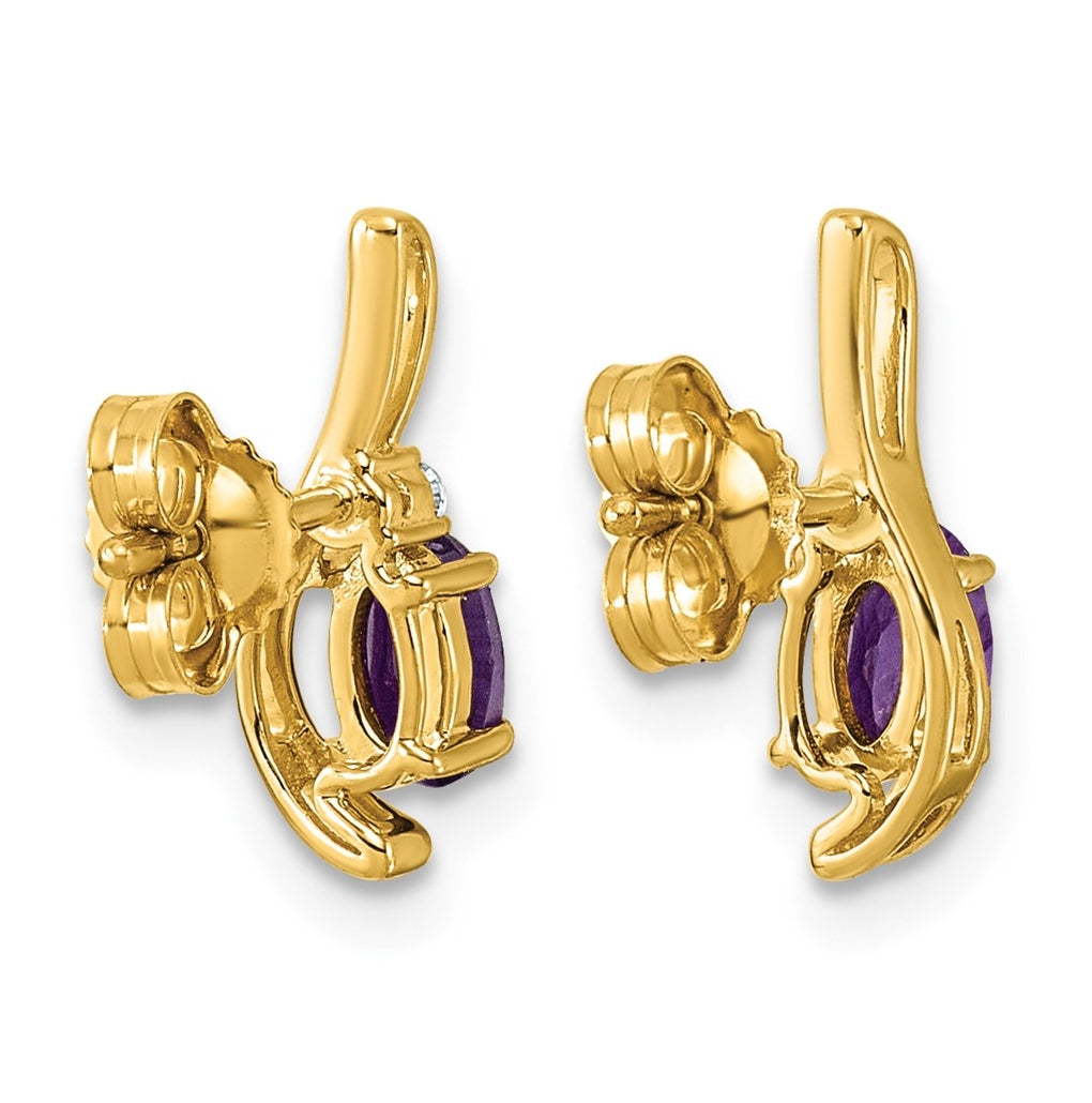 14K Yellow Gold Amethyst & Lab Grown Diamond VS/SI+ G+ February Birthstone Complete Post Earrings – Elegant Jewelry Gift for Birthday, Anniversary, Engagement, Wedding