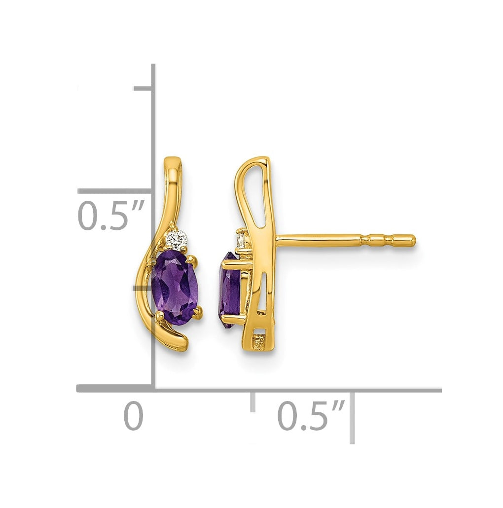 14K Yellow Gold Amethyst & Lab Grown Diamond VS/SI+ G+ February Birthstone Complete Post Earrings – Elegant Jewelry Gift for Birthday, Anniversary, Engagement, Wedding
