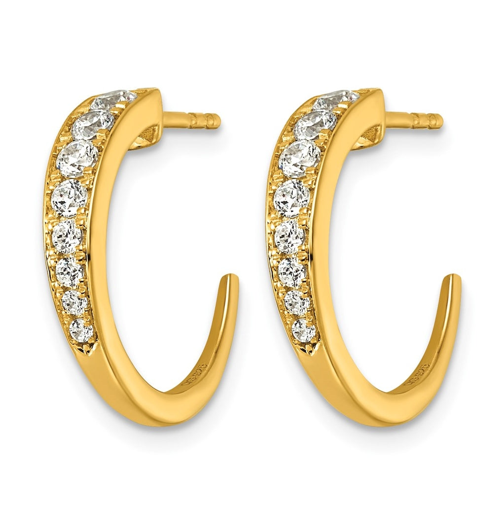 14K Yellow Gold .62ct Lab Grown Diamond VS+ F+ Graduated C-hoop Complete Post Earrings – Elegant Jewelry Gift for Birthday, Anniversary, Engagement, Wedding