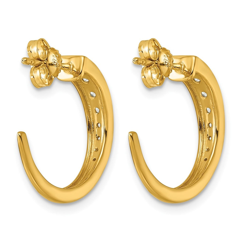 14K Yellow Gold .62ct Lab Grown Diamond VS+ F+ Graduated C-hoop Complete Post Earrings – Elegant Jewelry Gift for Birthday, Anniversary, Engagement, Wedding