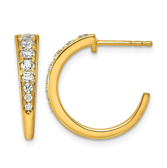 14K Yellow Gold .62ct Lab Grown Diamond VS+ F+ Graduated C-hoop Complete Post Earrings – Elegant Jewelry Gift for Birthday, Anniversary, Engagement, Wedding