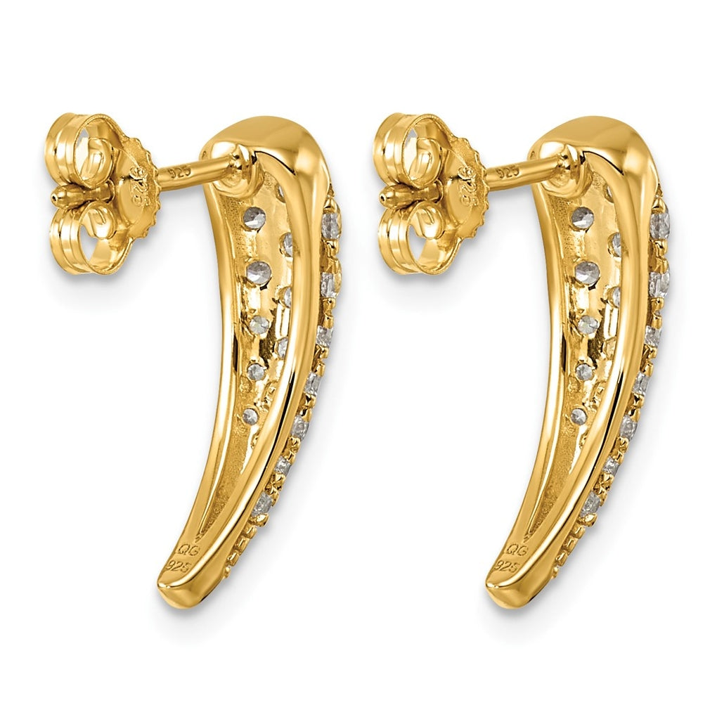 14K Yellow Gold .88ct Lab Grown Diamond VS+ F+ Graduated J-hoop Complete Post Earrings – Elegant Jewelry Gift for Birthday, Anniversary, Engagement, Wedding