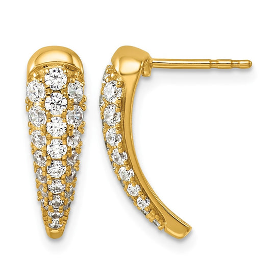 14K Yellow Gold .88ct Lab Grown Diamond VS+ F+ Graduated J-hoop Complete Post Earrings – Elegant Jewelry Gift for Birthday, Anniversary, Engagement, Wedding