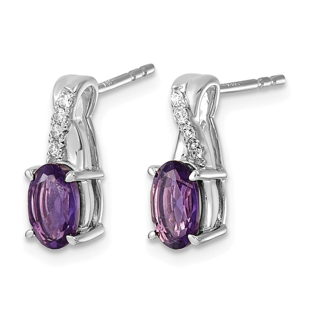 14k White Gold Amethyst & Lab Grown Diamond VS/SI+ G+ February Birthstone Complete Earrings – Elegant Jewelry Gift for Birthday, Anniversary, Engagement, Wedding