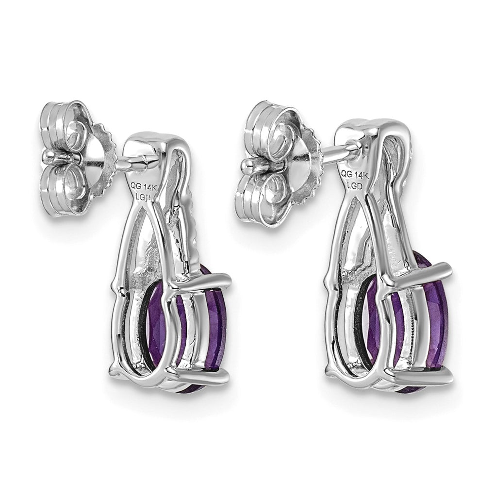 14k White Gold Amethyst & Lab Grown Diamond VS/SI+ G+ February Birthstone Complete Earrings – Elegant Jewelry Gift for Birthday, Anniversary, Engagement, Wedding