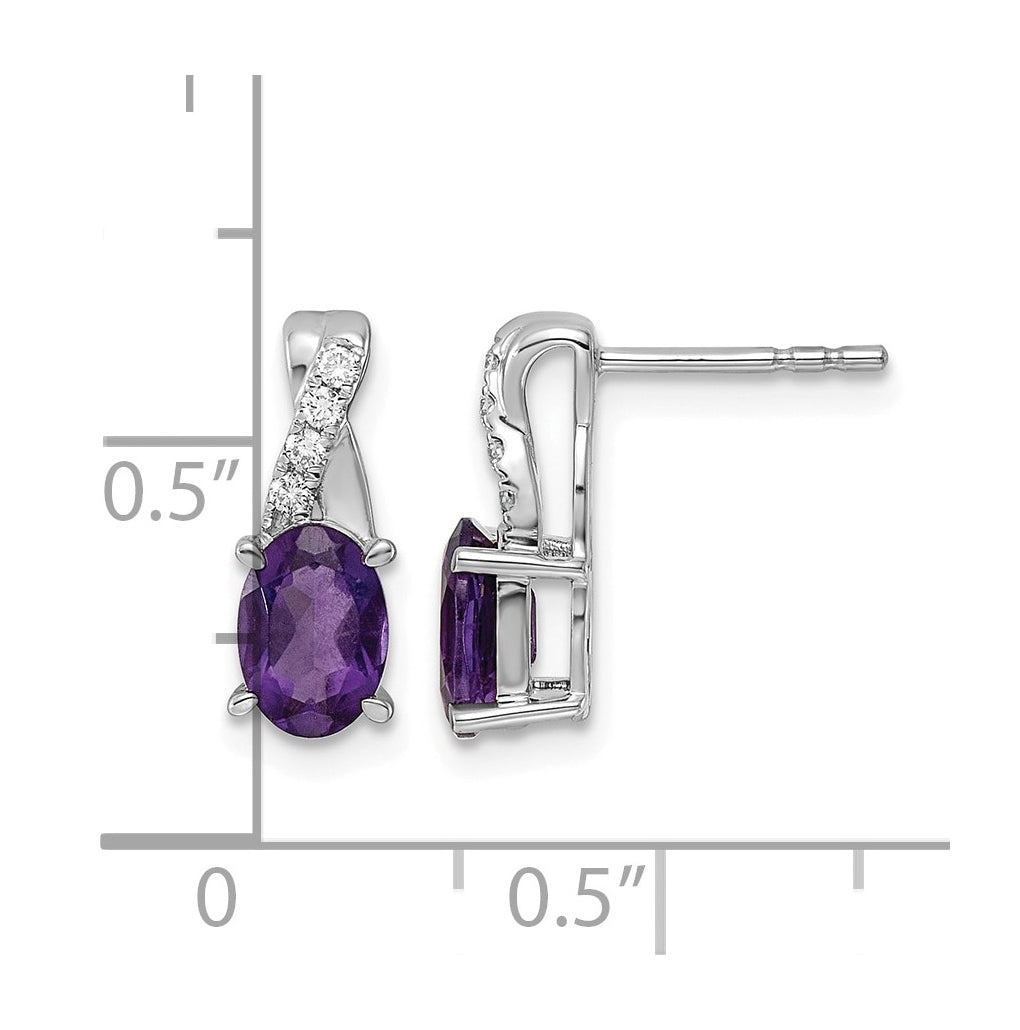 14k White Gold Amethyst & Lab Grown Diamond VS/SI+ G+ February Birthstone Complete Earrings – Elegant Jewelry Gift for Birthday, Anniversary, Engagement, Wedding