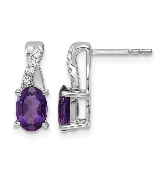 14k White Gold Amethyst & Lab Grown Diamond VS/SI+ G+ February Birthstone Complete Earrings – Elegant Jewelry Gift for Birthday, Anniversary, Engagement, Wedding