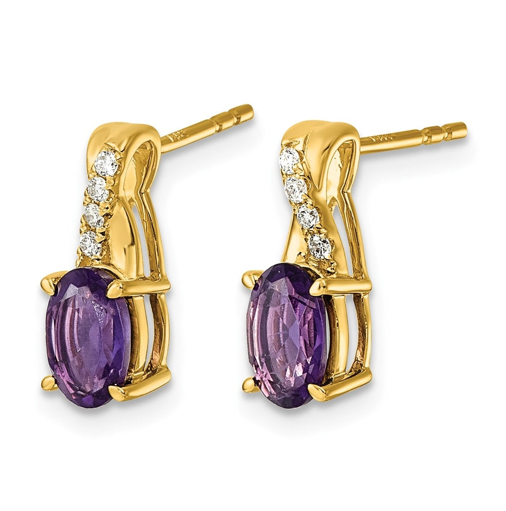 10K Yellow Gold Amethyst & Lab Grown Diamond VS/SI+ G+ February Birthstone Complete Earrings – Elegant Jewelry Gift for Birthday, Anniversary, Engagement, Wedding