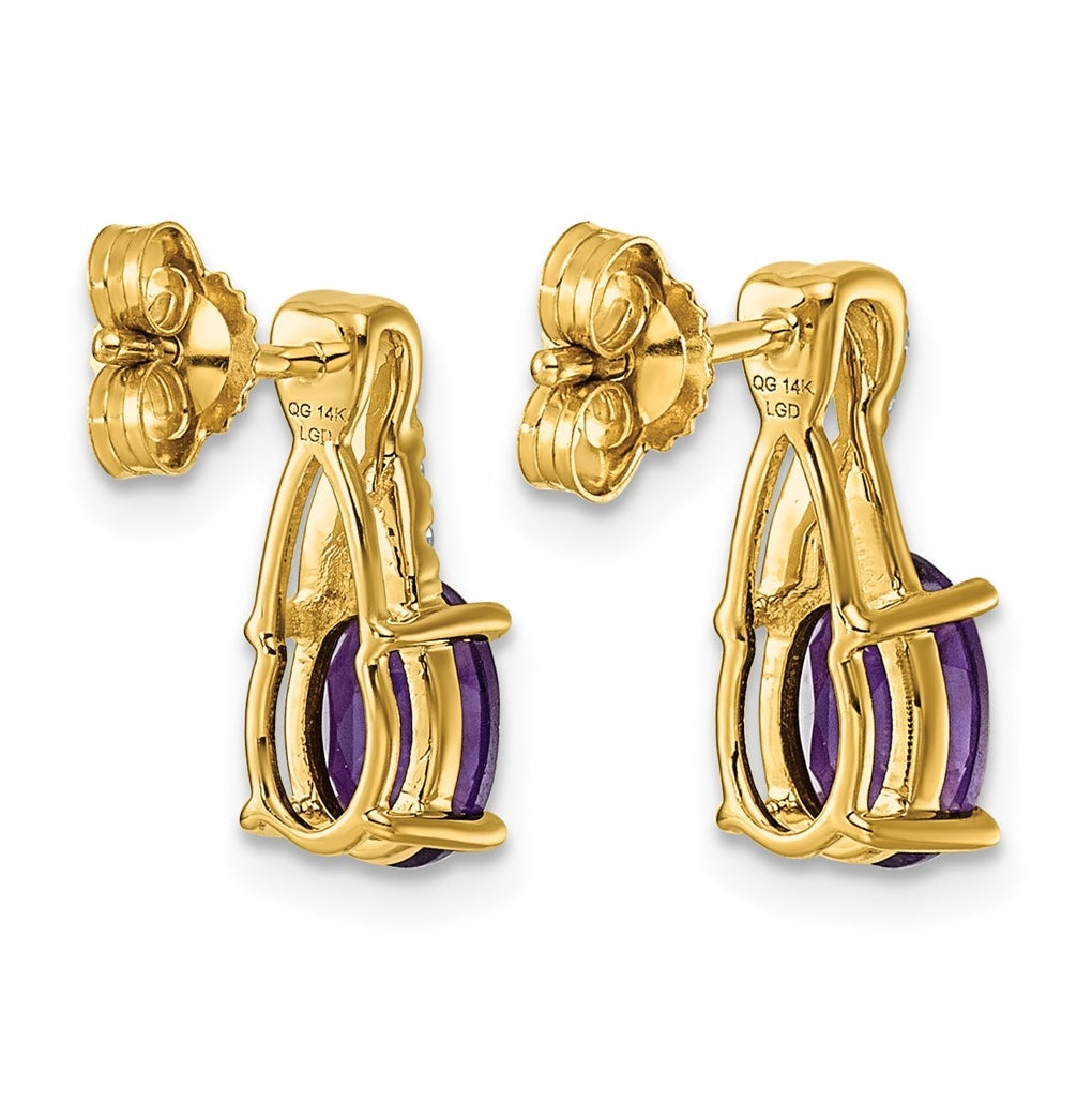 10K Yellow Gold Amethyst & Lab Grown Diamond VS/SI+ G+ February Birthstone Complete Earrings – Elegant Jewelry Gift for Birthday, Anniversary, Engagement, Wedding