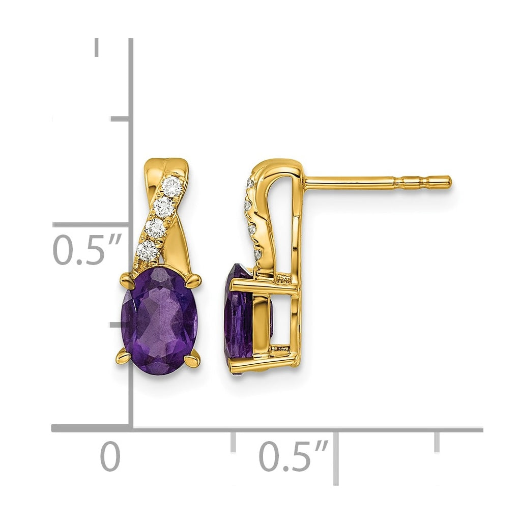 14k White Gold Amethyst & Lab Grown Diamond VS/SI+ G+ February Birthstone Complete Earrings – Elegant Jewelry Gift for Birthday, Anniversary, Engagement, Wedding