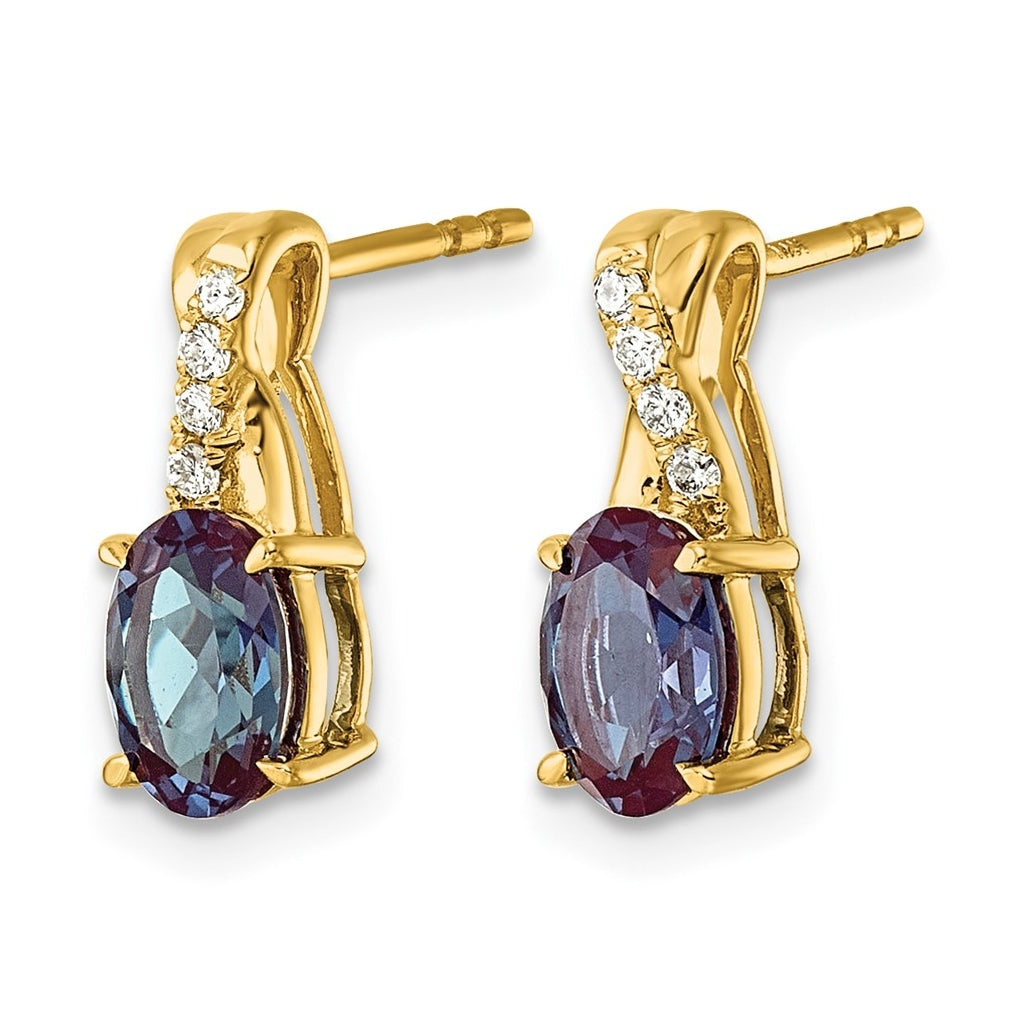 10K Yellow Gold Amethyst & Lab Grown Diamond VS/SI+ G+ February Birthstone Complete Earrings – Elegant Jewelry Gift for Birthday, Anniversary, Engagement, Wedding