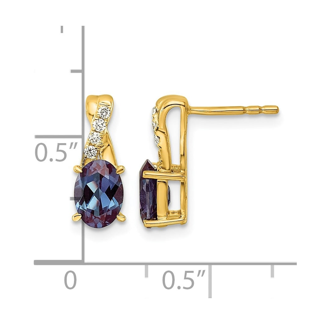 10K Yellow Gold Amethyst & Lab Grown Diamond VS/SI+ G+ February Birthstone Complete Earrings – Elegant Jewelry Gift for Birthday, Anniversary, Engagement, Wedding