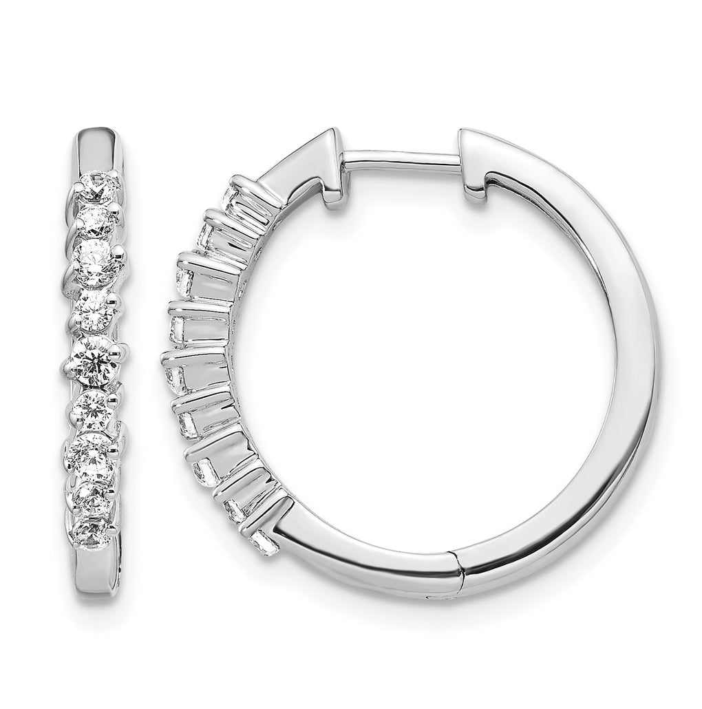 Sterling Silver Rhodium-plated 1/2ct Lab Grown Diamond VS/SI+ G+ Complete Hinged Hoop Earrings – Elegant Jewelry Gift for Birthday, Anniversary, Engagement, Wedding
