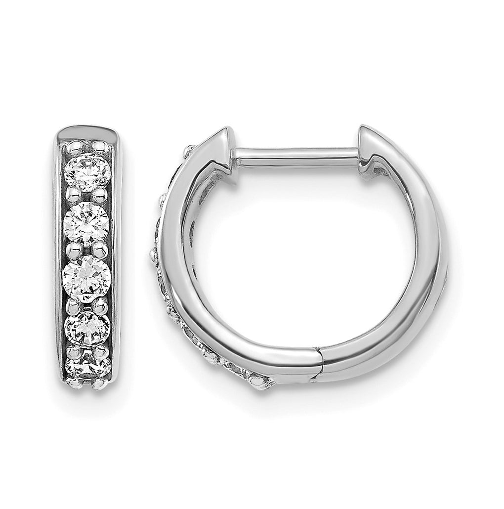 10K White Gold 1/4ct Lab Grown Diamond VS/SI+ G+ Complete Hinged Hoop Earrings – Elegant Jewelry Gift for Birthday, Anniversary, Engagement, Wedding