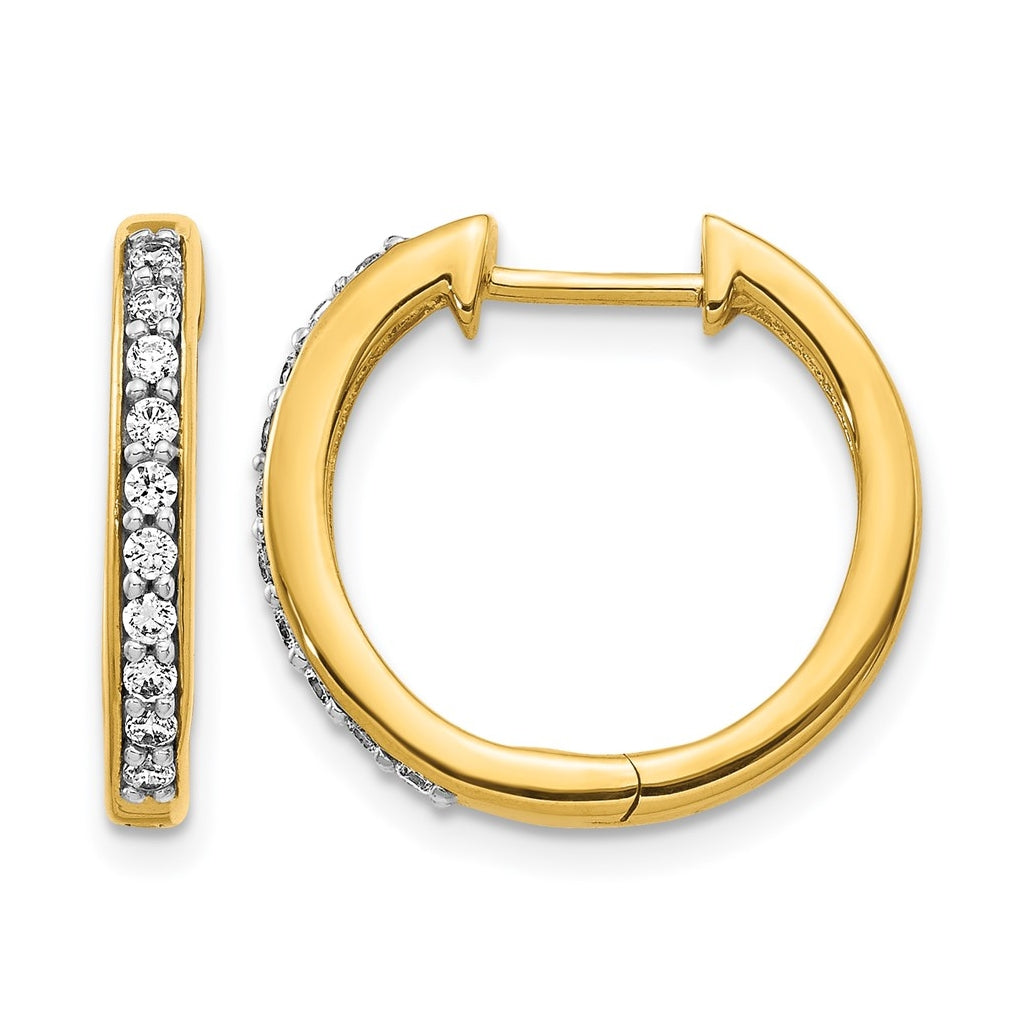 10K White Gold 1/4ct Lab Grown Diamond VS/SI+ G+ Complete Hinged Hoop Earrings – Elegant Jewelry Gift for Birthday, Anniversary, Engagement, Wedding