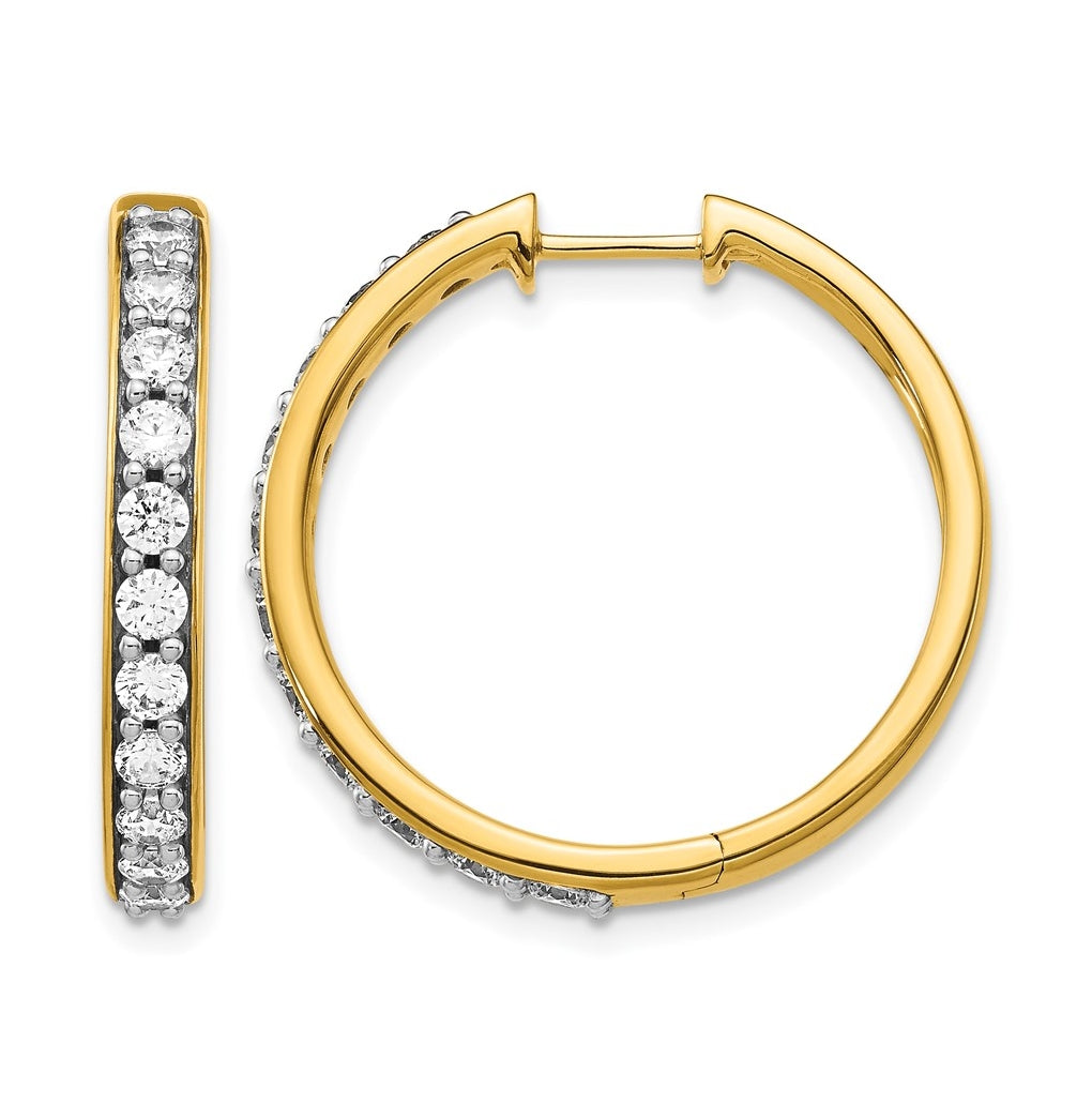 10k White Gold 1 1/2ct Lab Grown Diamond VS/SI+ G+ Complete Hinged Hoop Earrings – Elegant Jewelry Gift for Birthday, Anniversary, Engagement, Wedding