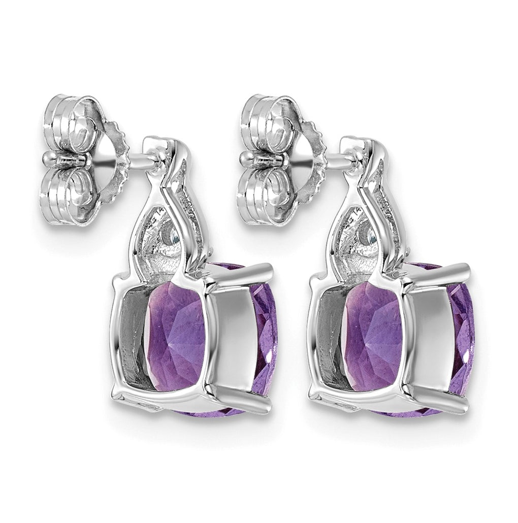 14K White Gold Checkerboard Amethyst & Lab Grown Diamond VS/SI+ G+ February Birthstone Complete Earrings – Elegant Jewelry Gift for Birthday, Anniversary, Engagement, Wedding