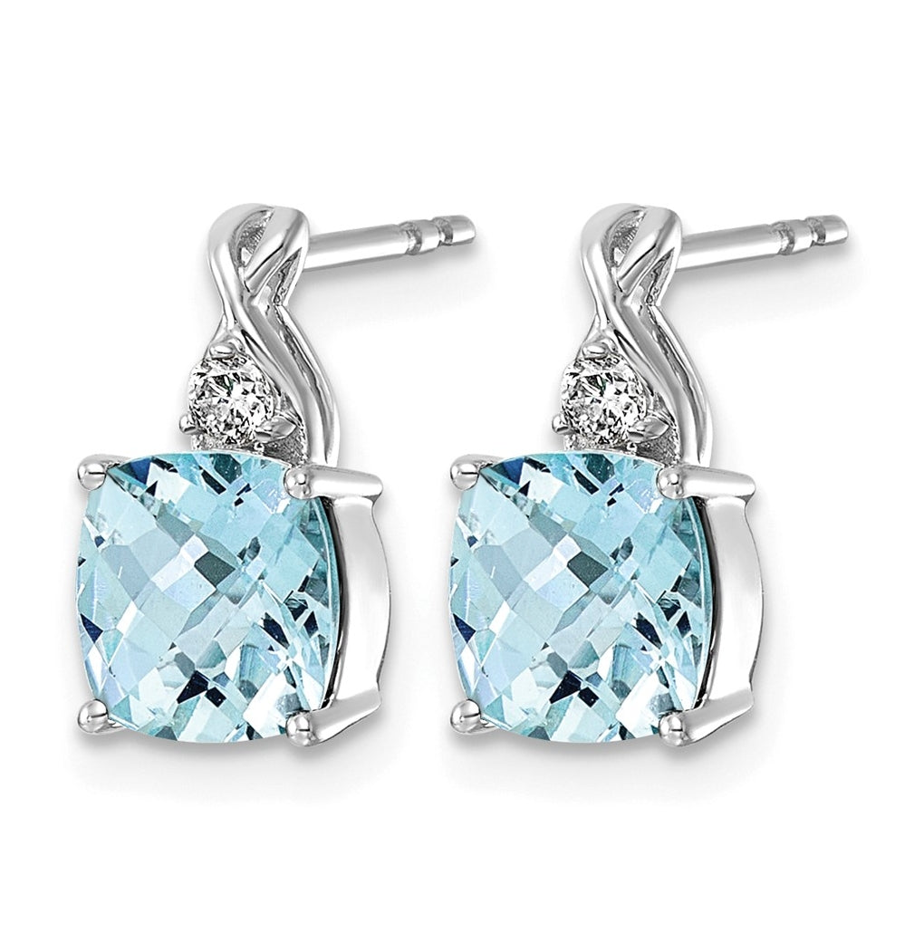 14K White Gold Checkerboard Amethyst & Lab Grown Diamond VS/SI+ G+ February Birthstone Complete Earrings – Elegant Jewelry Gift for Birthday, Anniversary, Engagement, Wedding