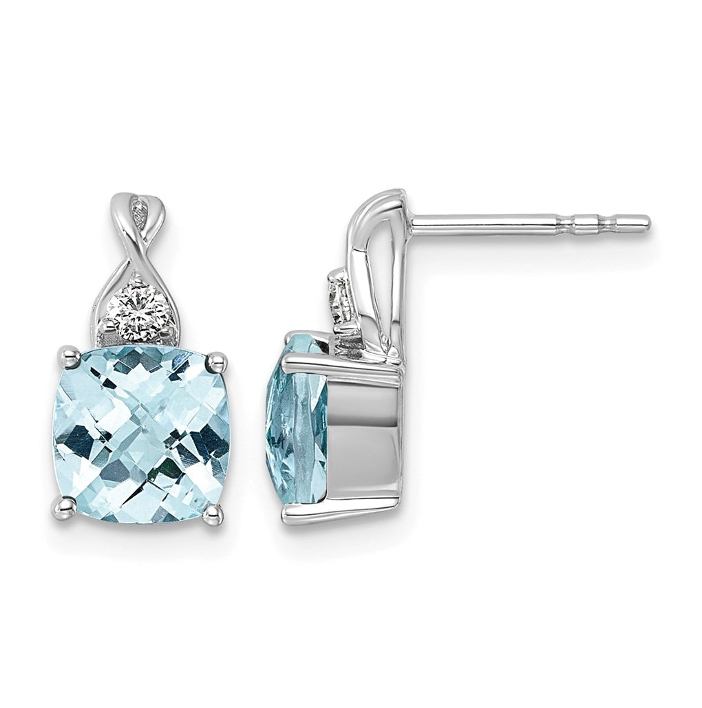 14K White Gold Checkerboard Amethyst & Lab Grown Diamond VS/SI+ G+ February Birthstone Complete Earrings – Elegant Jewelry Gift for Birthday, Anniversary, Engagement, Wedding